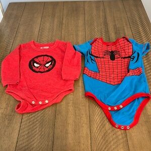 Red and Blue Spider-Man Baby Onesies